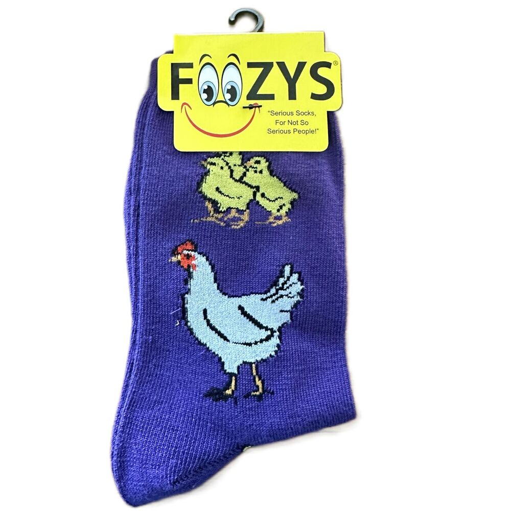 NWT Foozys Purple Chicken And Chicks Design Socks Women's One Size